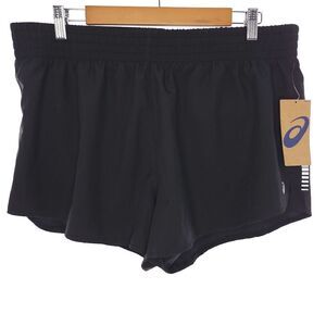 Asics Side Slit Running Lined Black Shorts Womens Size XL